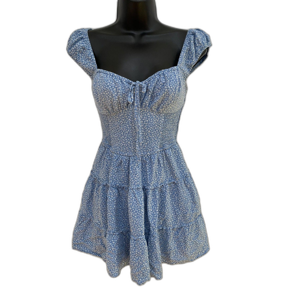 Hollister Size XL Floral Dress Babydoll Puff Sleeve Ditsy Floral Cottagecore